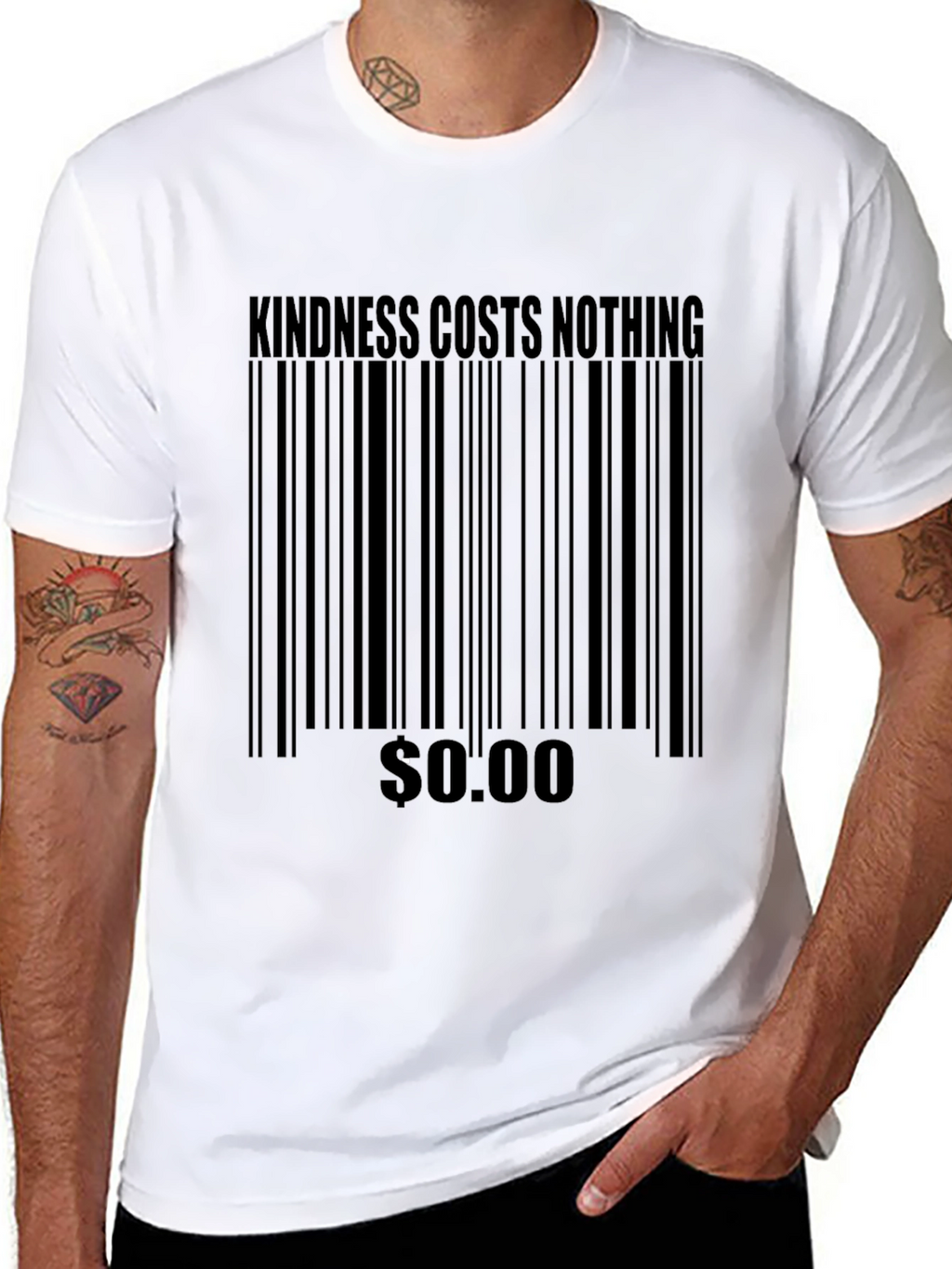 Kindness Costs Nothing Barcode Tee