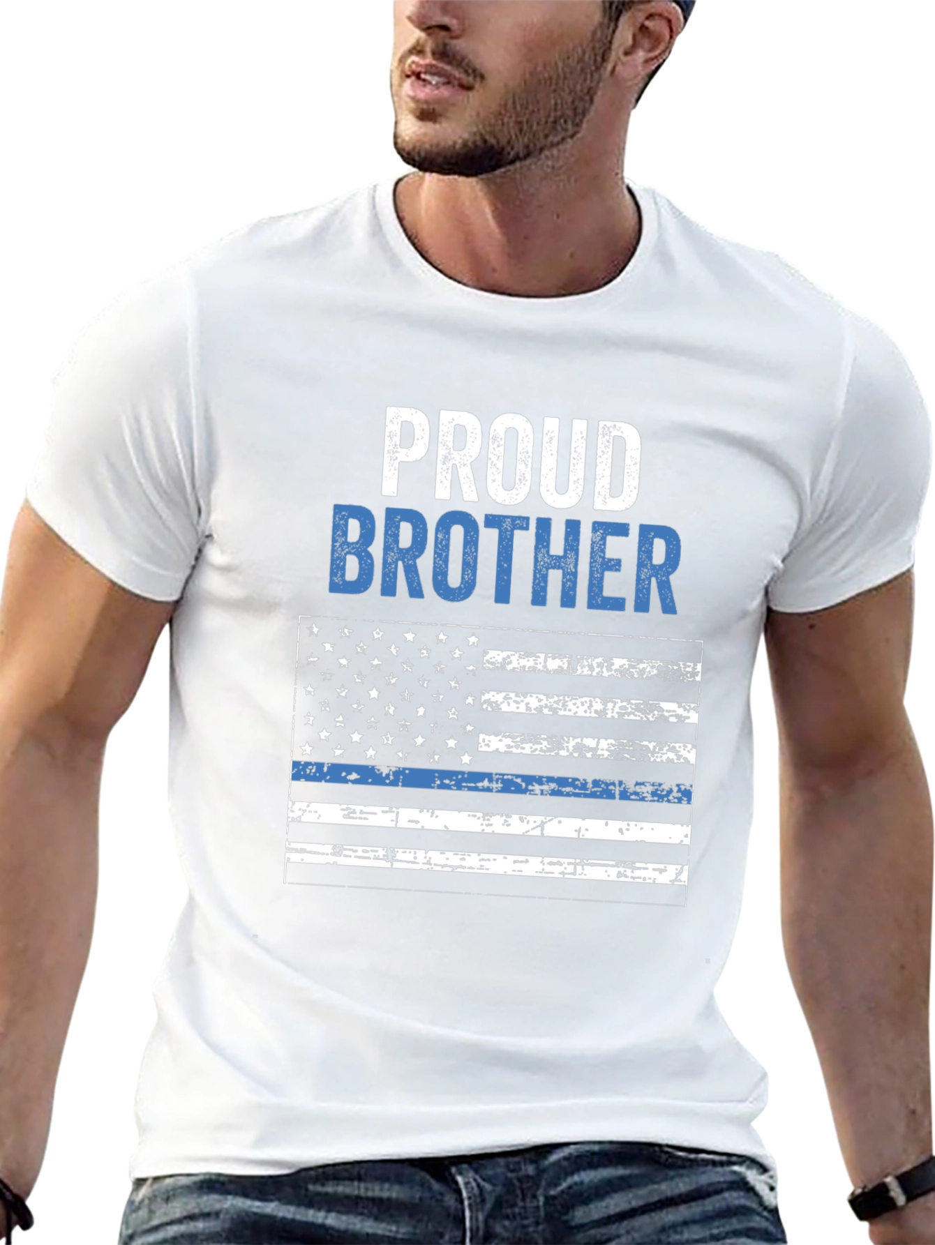 Proud Brother Thin Blue Line Flag T-Shirt