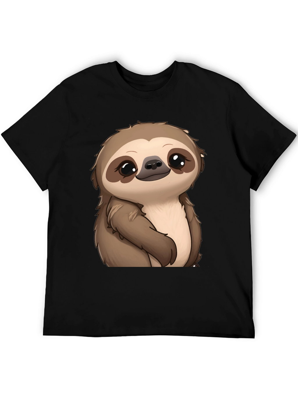 Cute Sloth Graphic Print Black T-Shirt