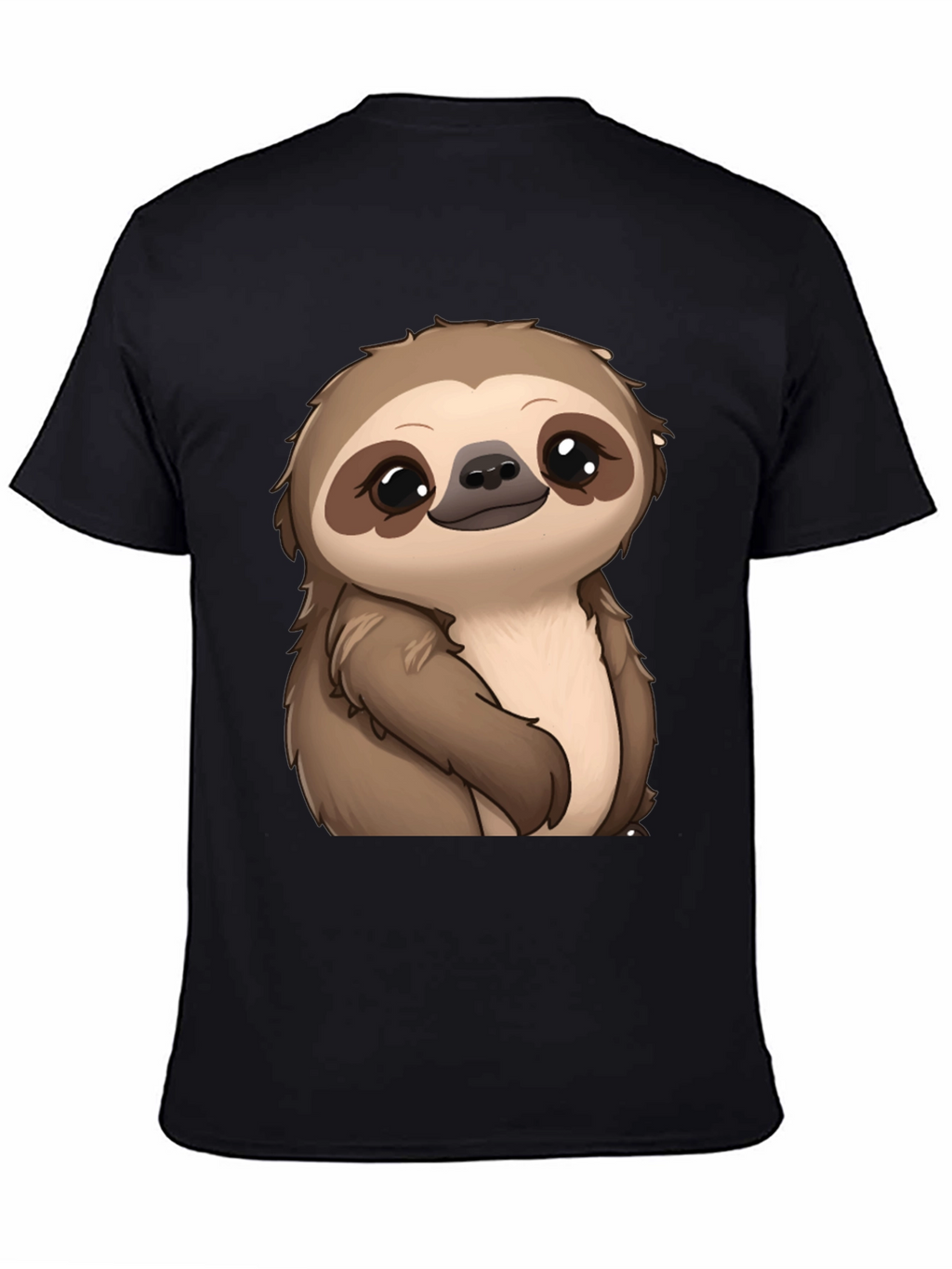 Cute Sloth Graphic Print Black T-Shirt
