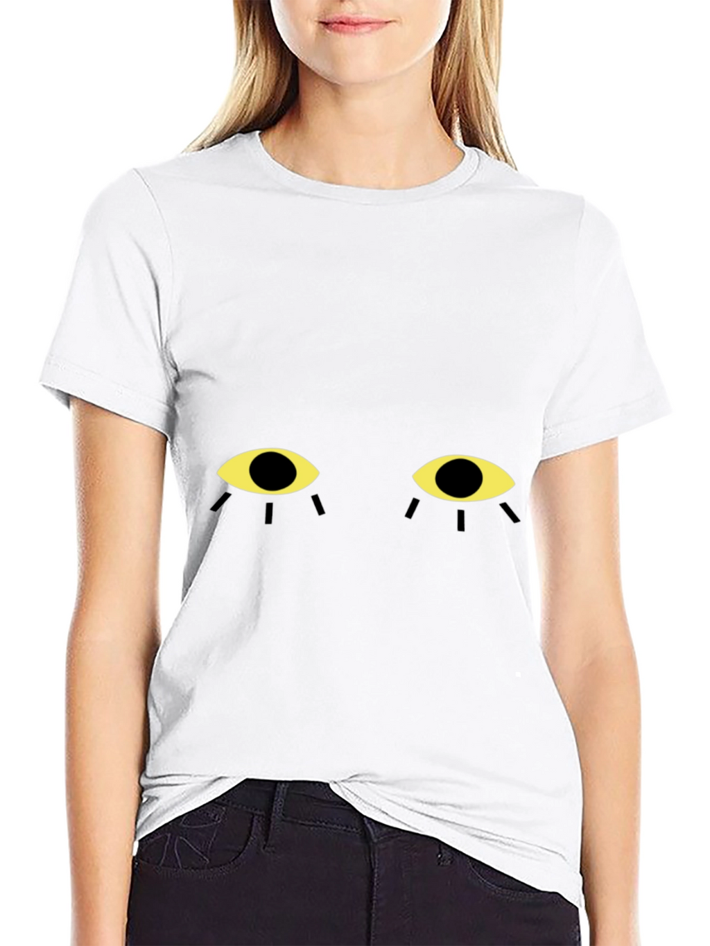 Mysterious Eyes Graphic Tee - Black Cotton T-Shirt