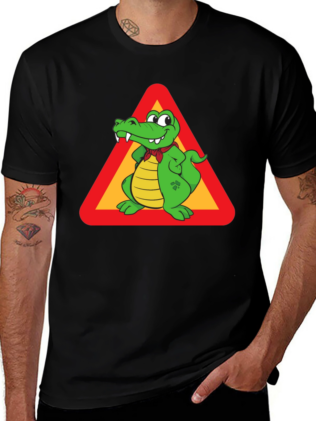 Cartoon Crocodile Sign Graphic Tee