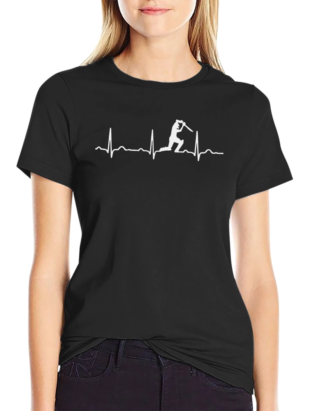 Cricket Heartbeat Graphic Tee - Black Cotton T-Shirt