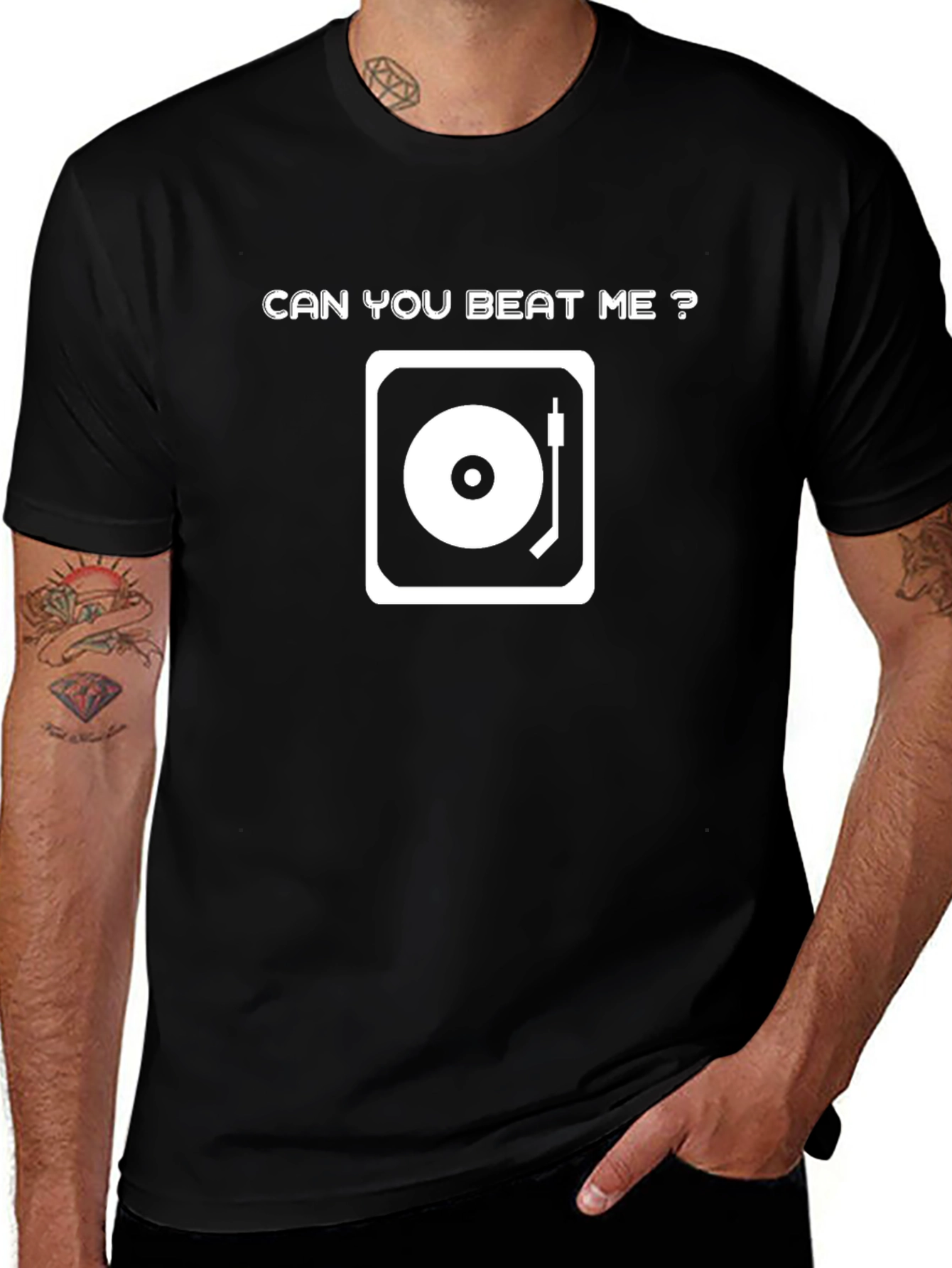 Can You Beat Me? DJ Turntable Graphic Tee