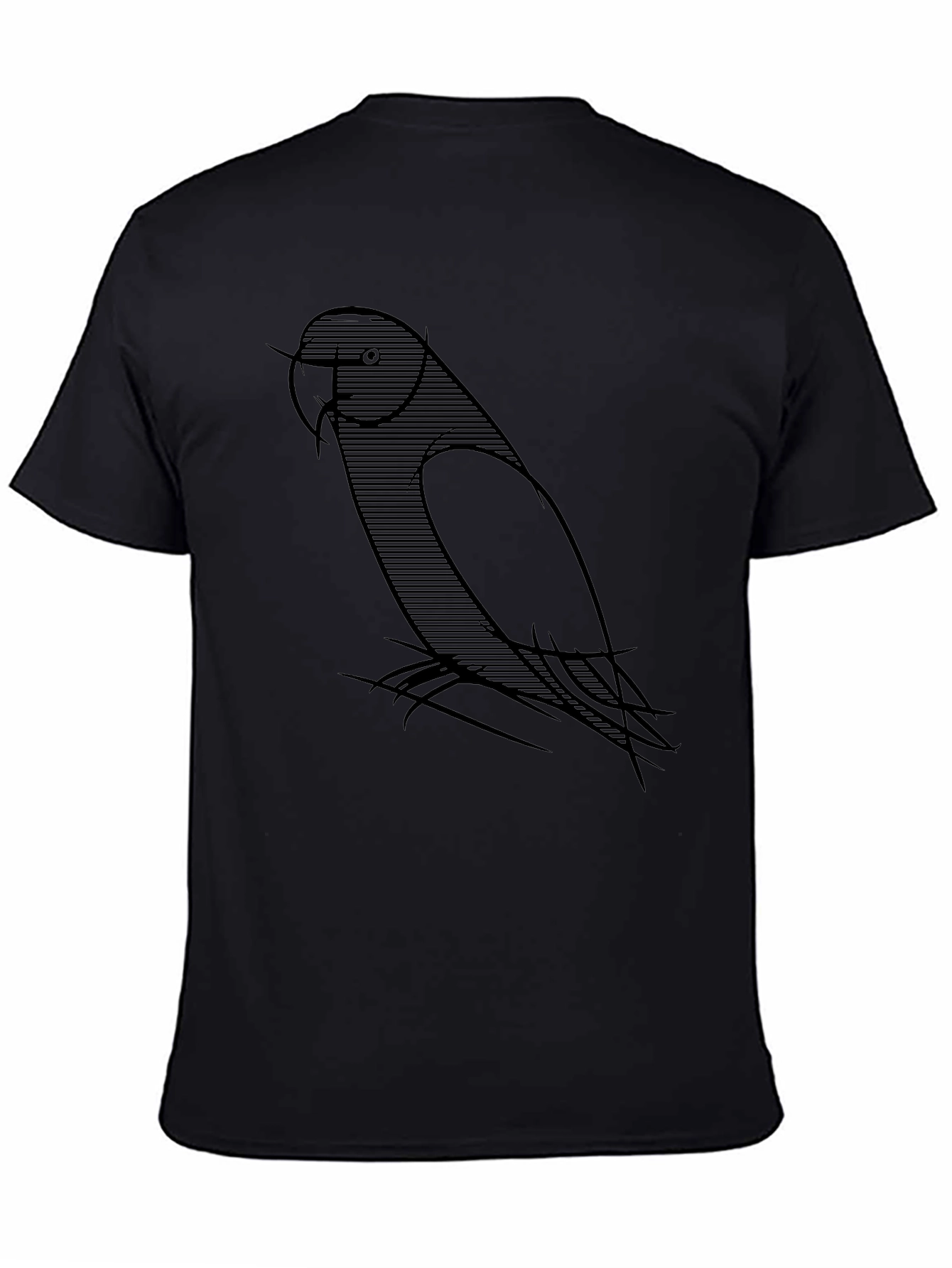 Mens Black T-Shirt with Parrot Graphic
