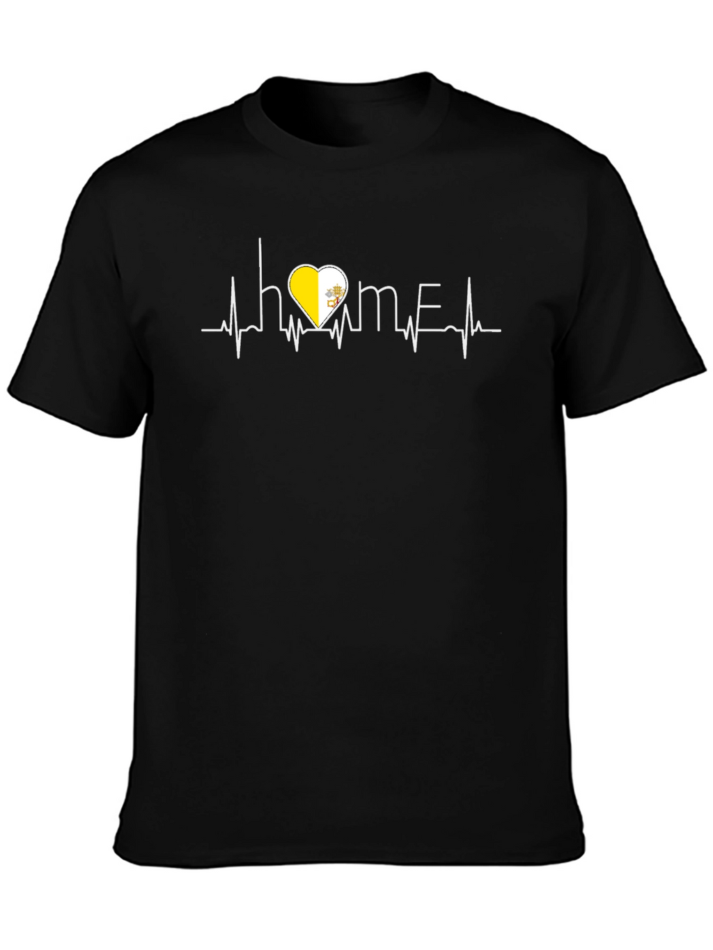 Vatican Heartbeat Home T-Shirt - Black Cotton Tee