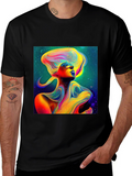 Vibrant Abstract Woman Graphic Tee - Unique Art Shirt