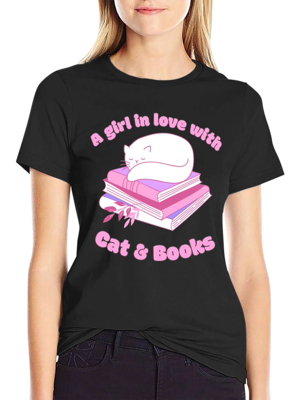 Cat & Books Graphic Tee - Book Lovers Shirt