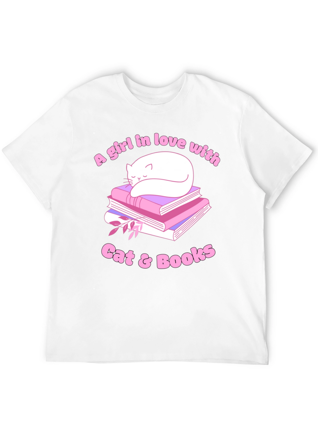 Cat & Books Graphic Tee - Book Lovers Shirt