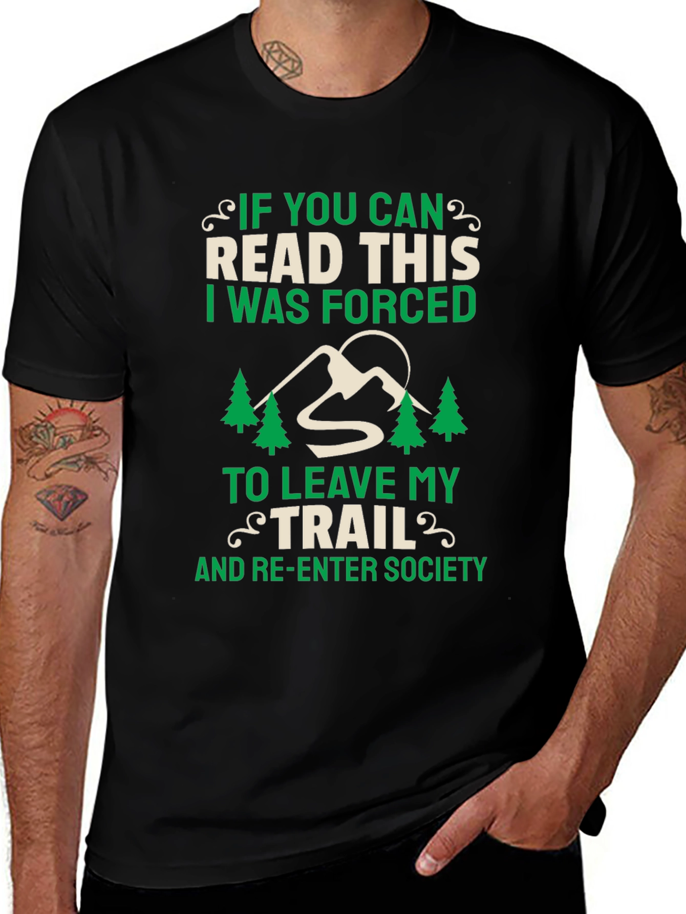 Hiking Trail Humor T-Shirt - Forced to Re-Enter Society Tee
