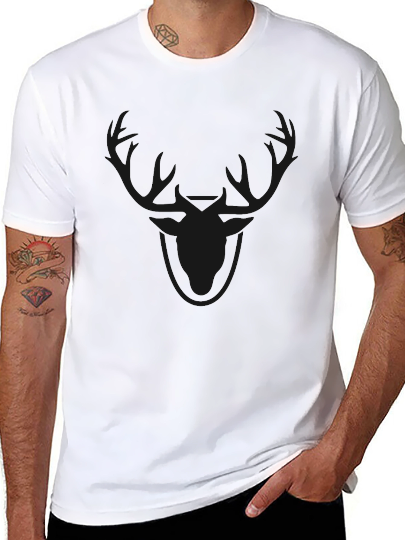 Mens Black Deer Graphic T-Shirt