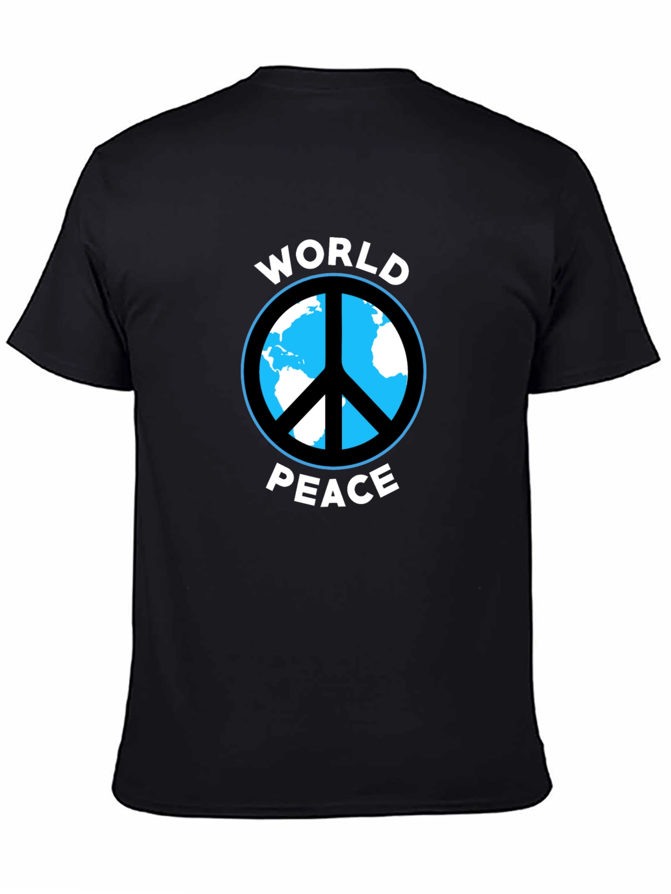 World Peace Graphic Tee - Black Cotton Casual
