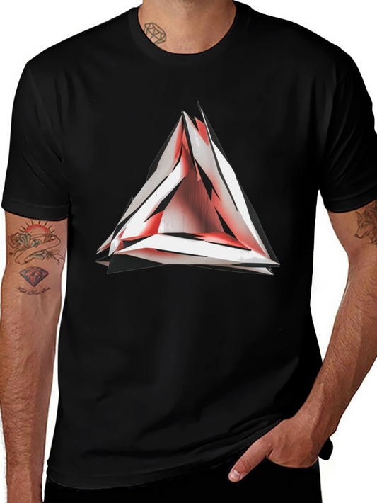Abstract Red Triangle Graphic T-Shirt