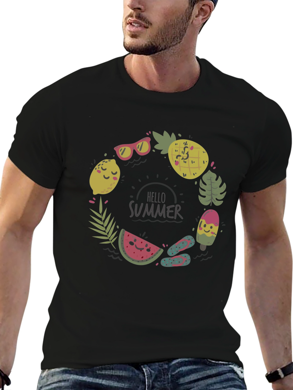 Summer Fun Graphic Tee - Mens Black T-Shirt