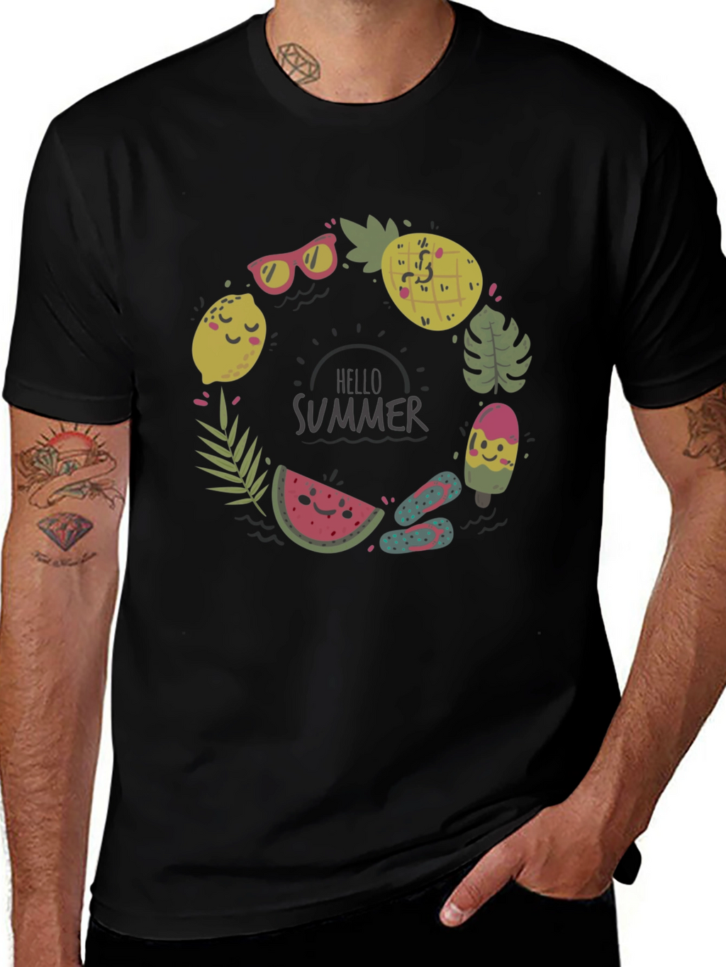Summer Fun Graphic Tee - Mens Black T-Shirt