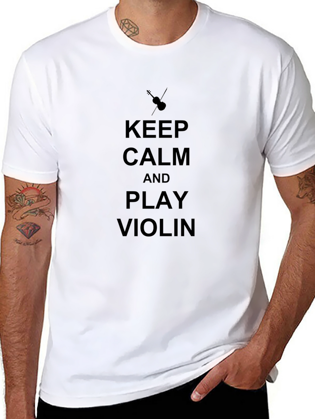 Keep Calm and Play Violin Black T-Shirt