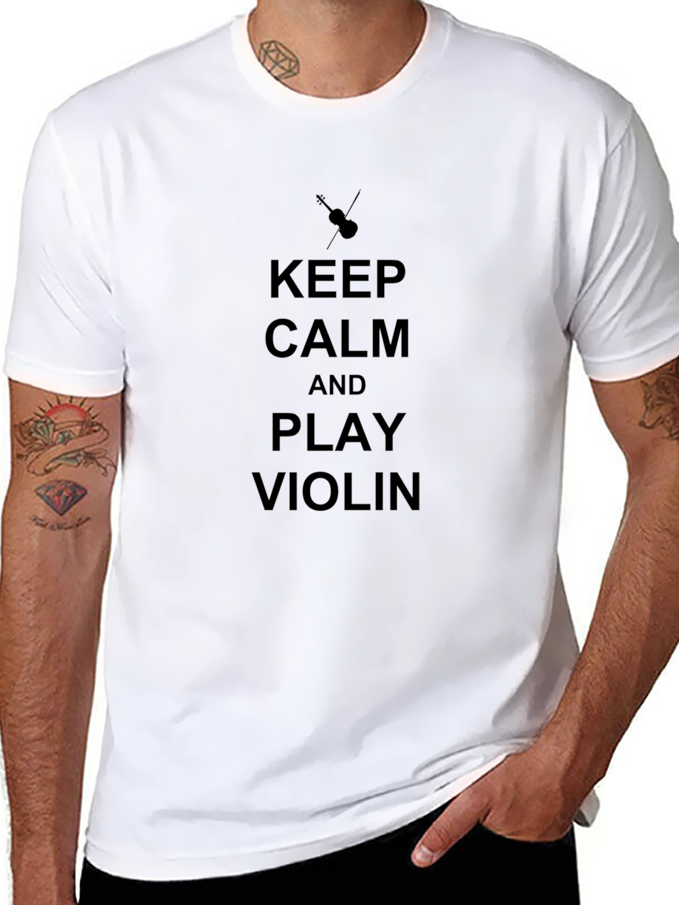 Keep Calm and Play Violin Black T-Shirt