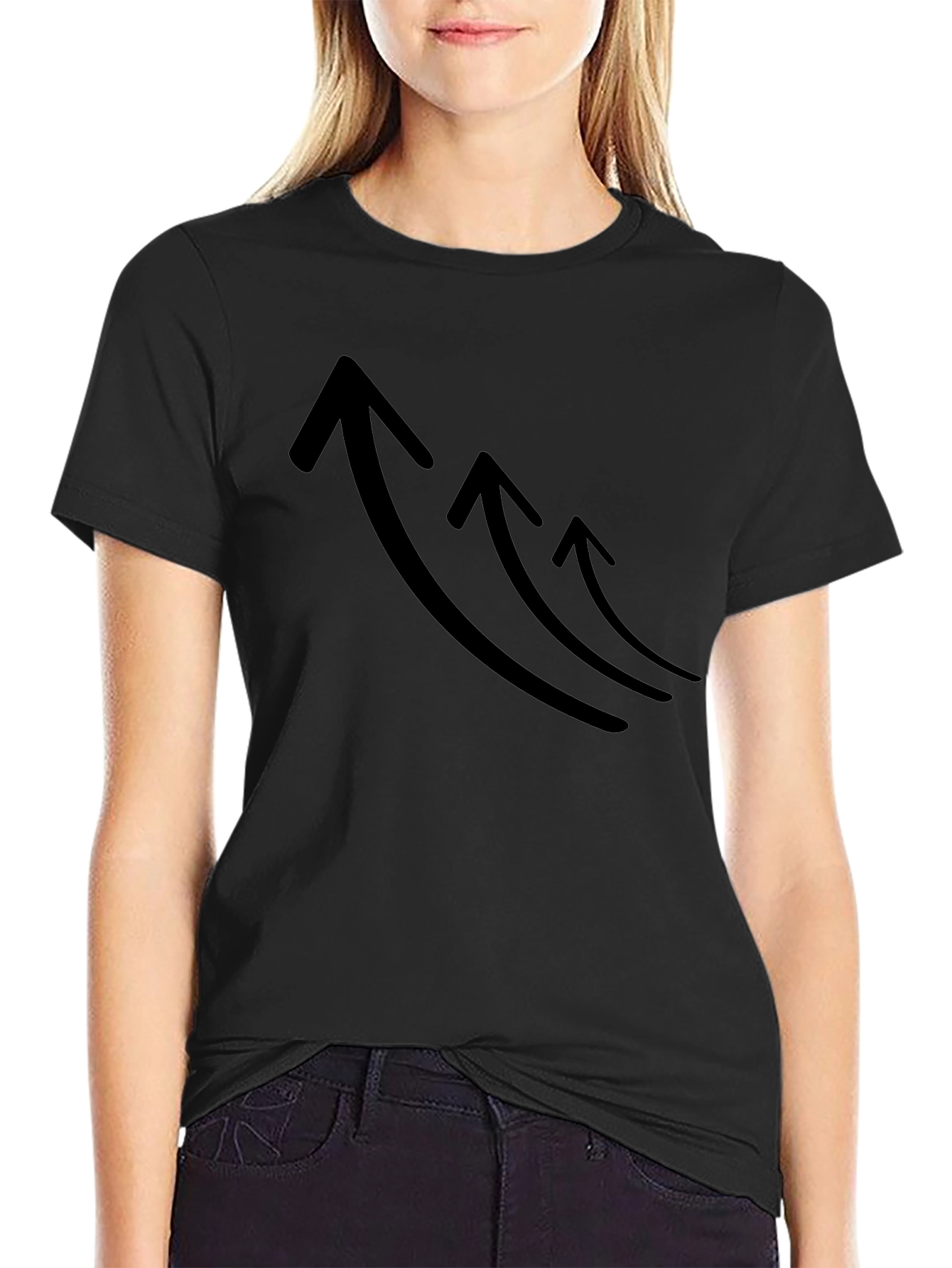 Mens Black T-Shirt with Rising Arrows Graphic