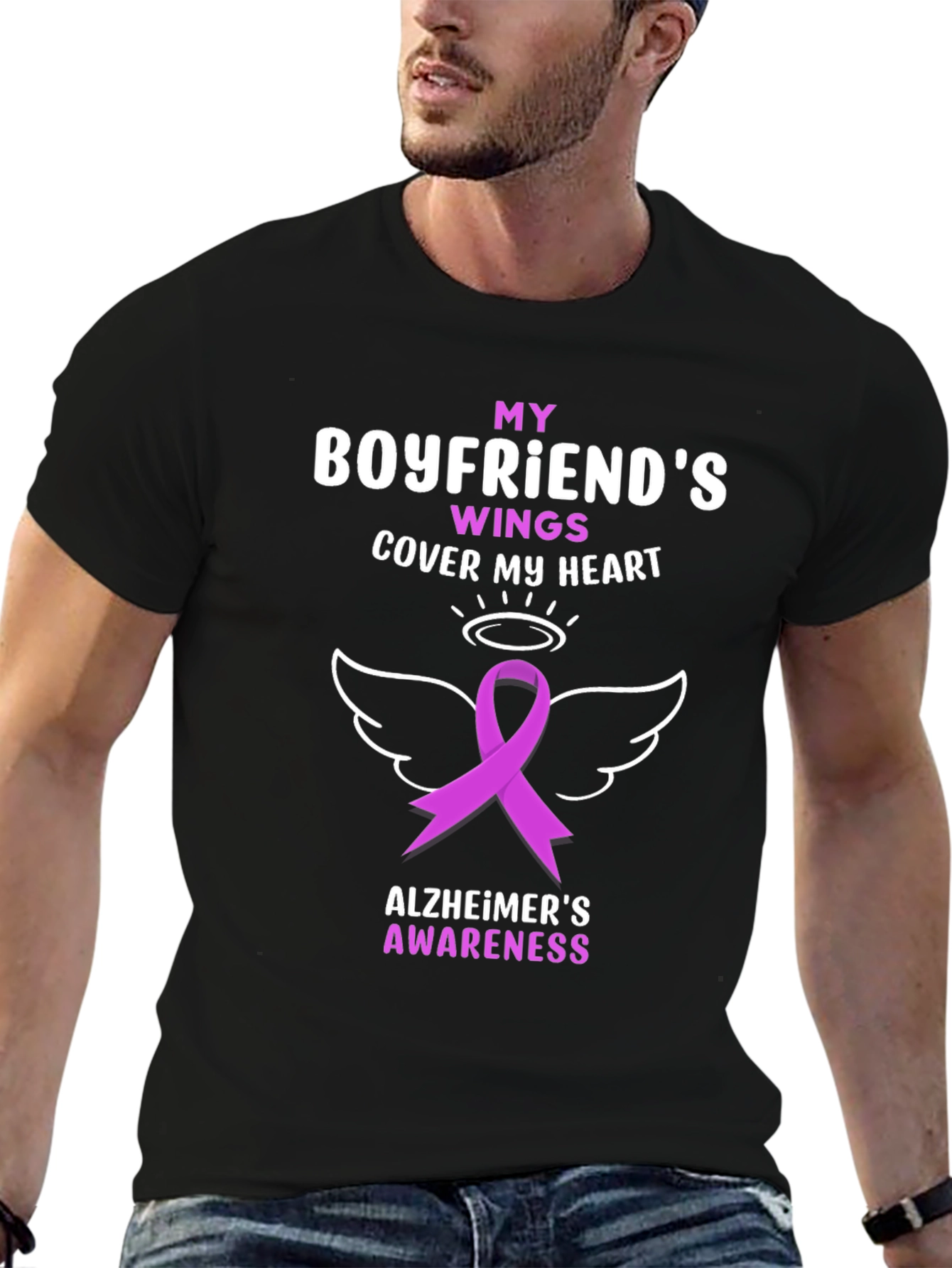 Alzheimers Awareness T-Shirt - Boyfriends Wings