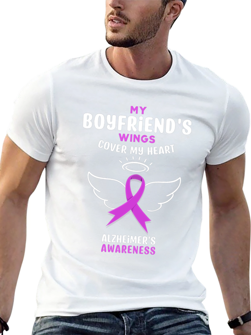 Alzheimers Awareness T-Shirt - Boyfriends Wings