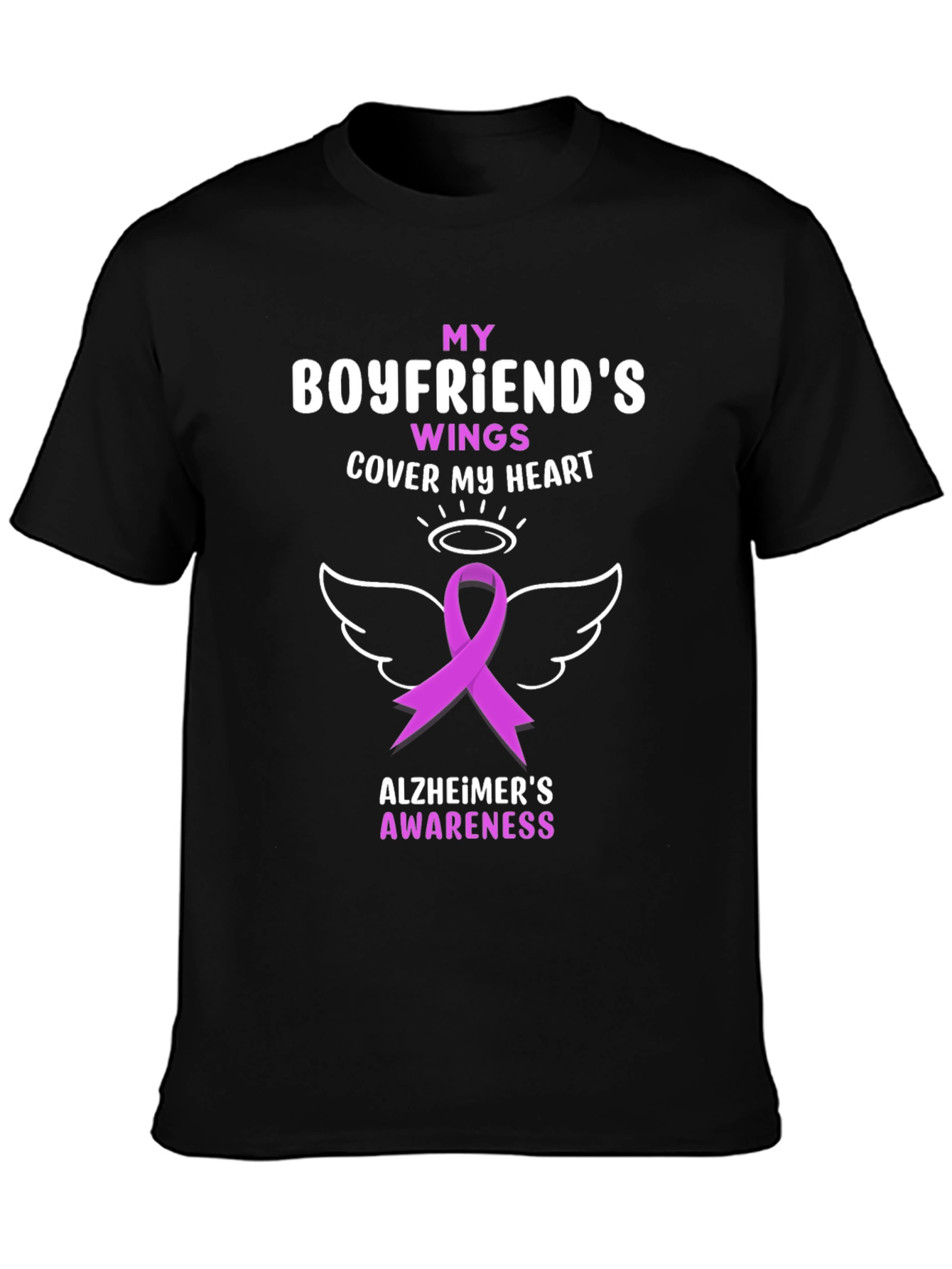 Alzheimers Awareness T-Shirt - Boyfriends Wings
