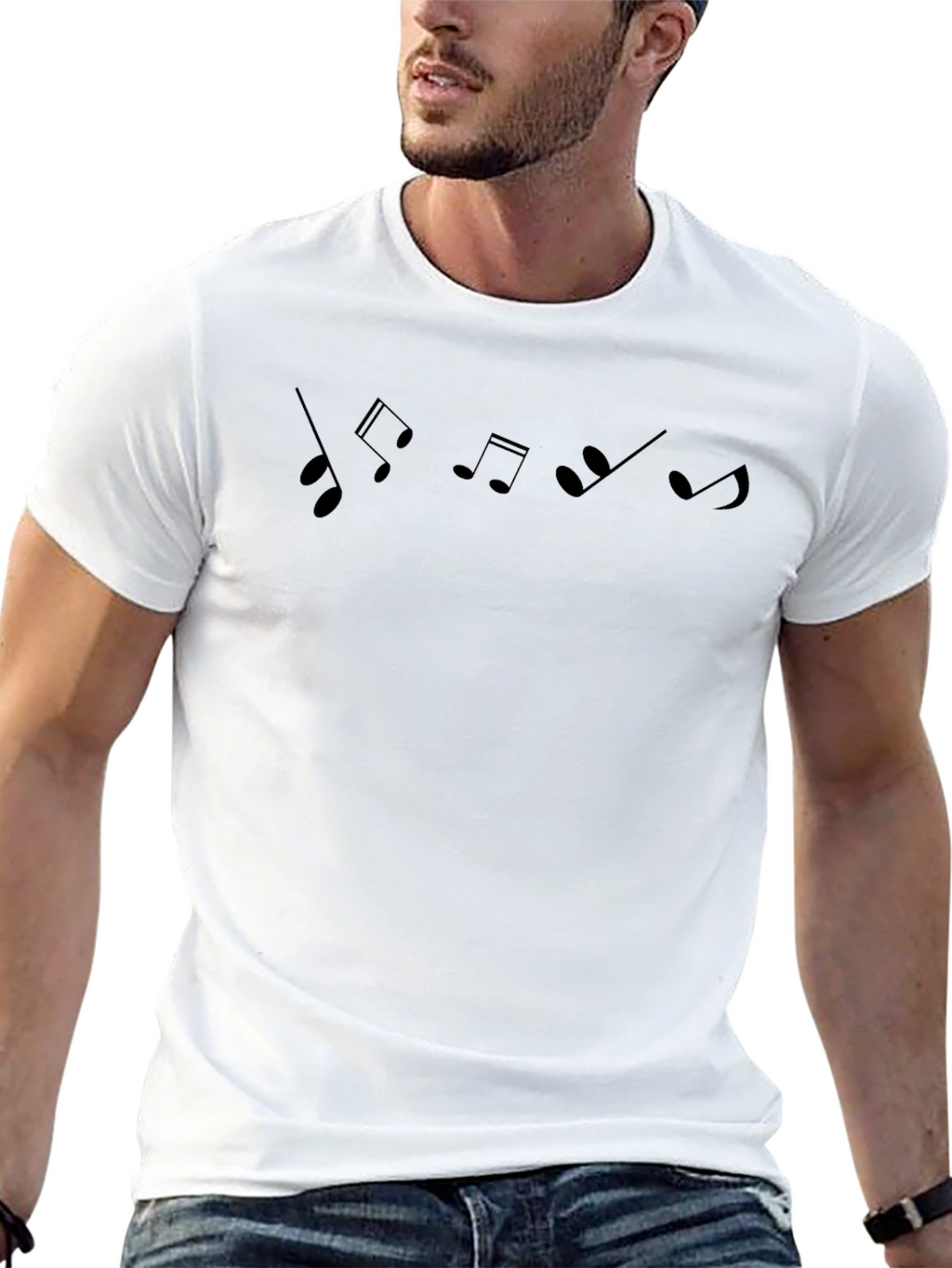 Musical Notes Graphic Black T-Shirt