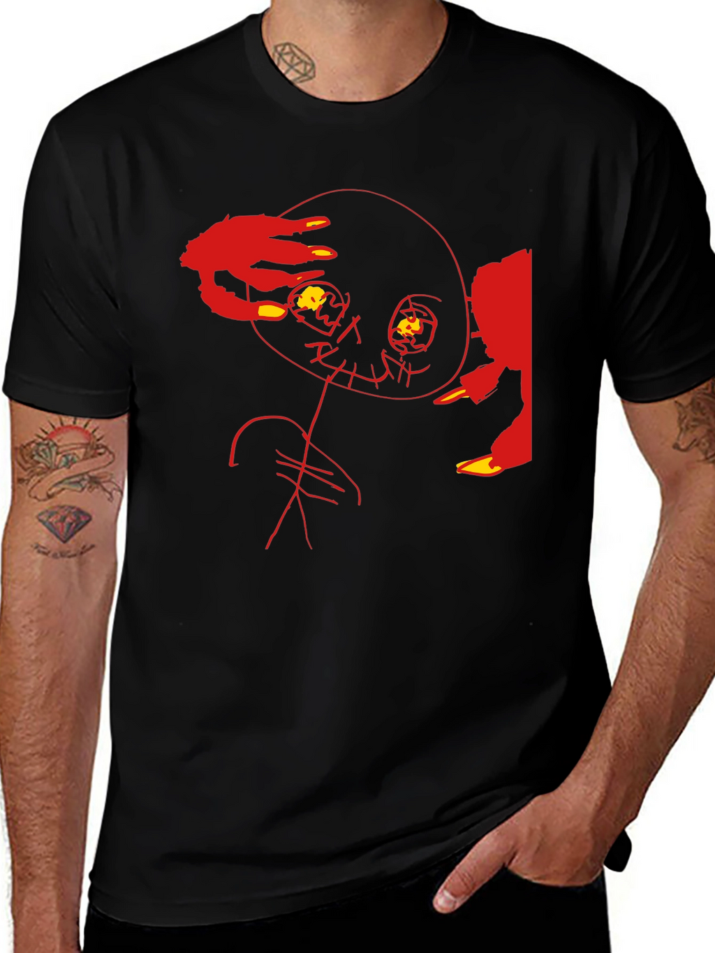 Edgy Graphic Tee - Abstract Horror Design
