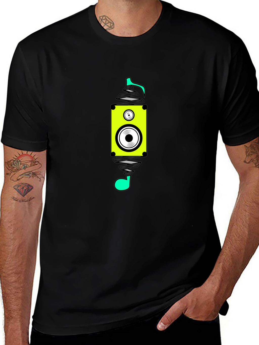 Speaker Spray Paint Style Black T-Shirt