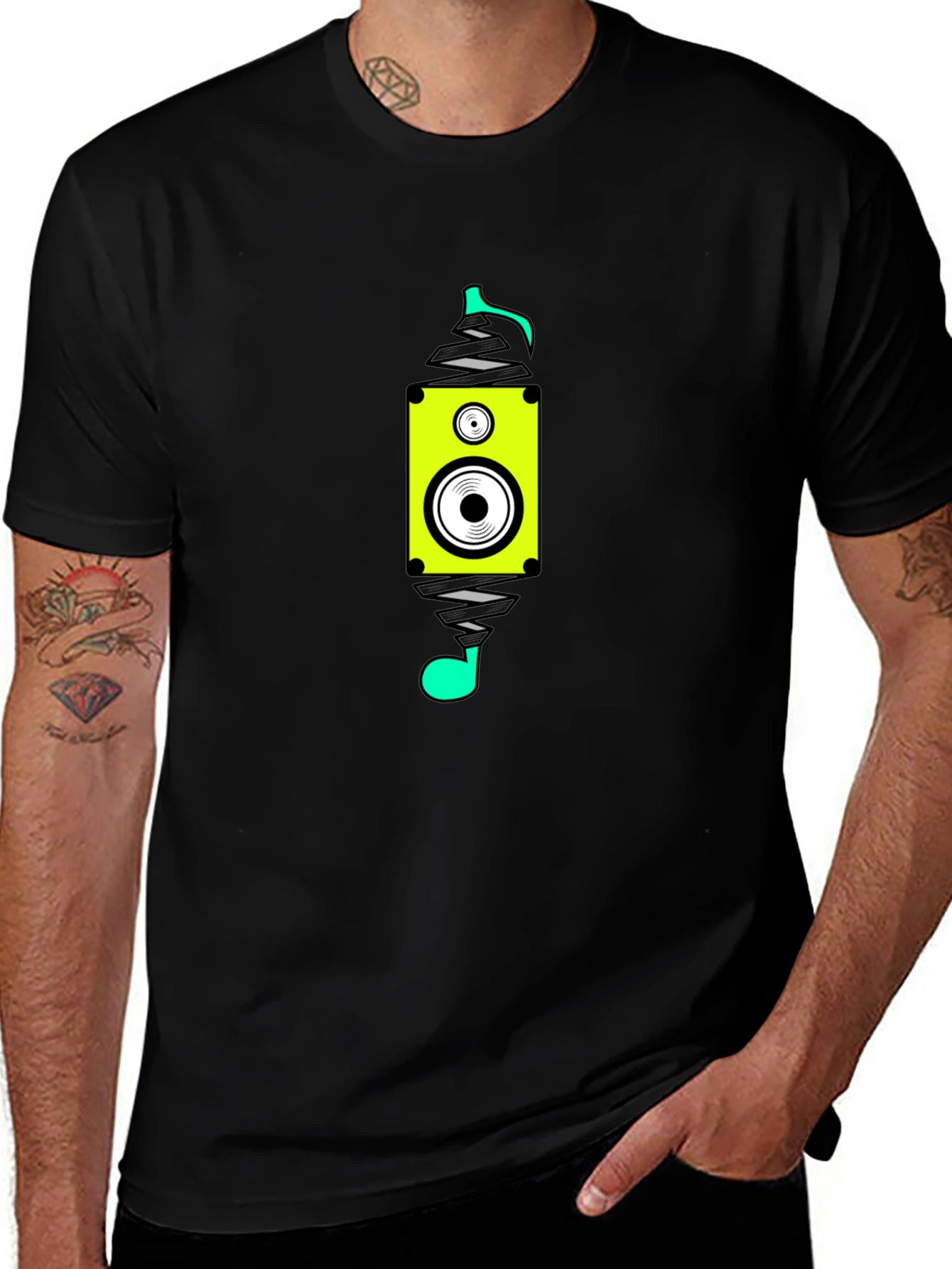 Speaker Spray Paint Style Black T-Shirt
