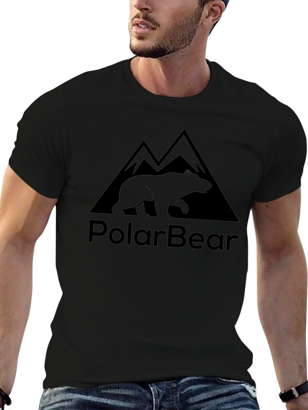 Black Polar Bear Graphic T-Shirt