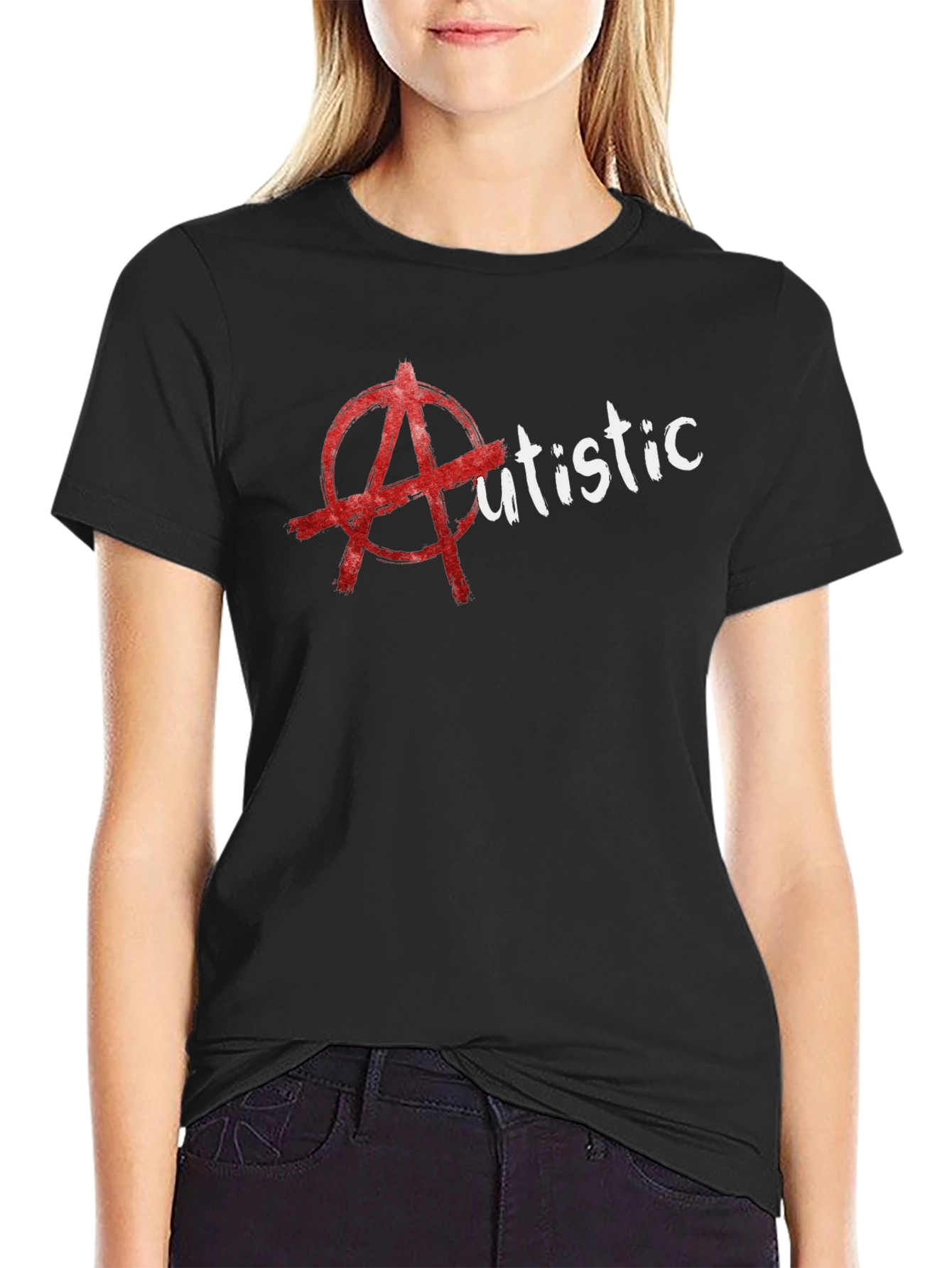 Edgy Autistic Anarchy Symbol Graphic T-Shirt