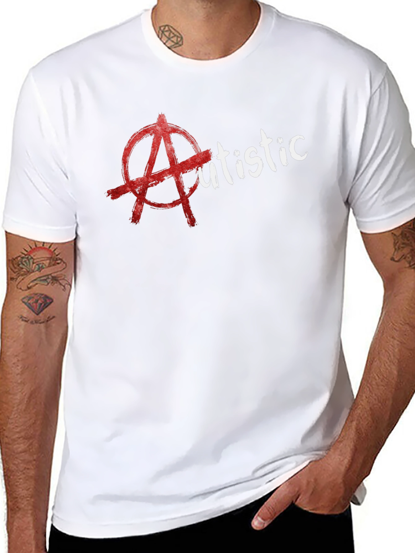 Edgy Autistic Anarchy Symbol Graphic T-Shirt