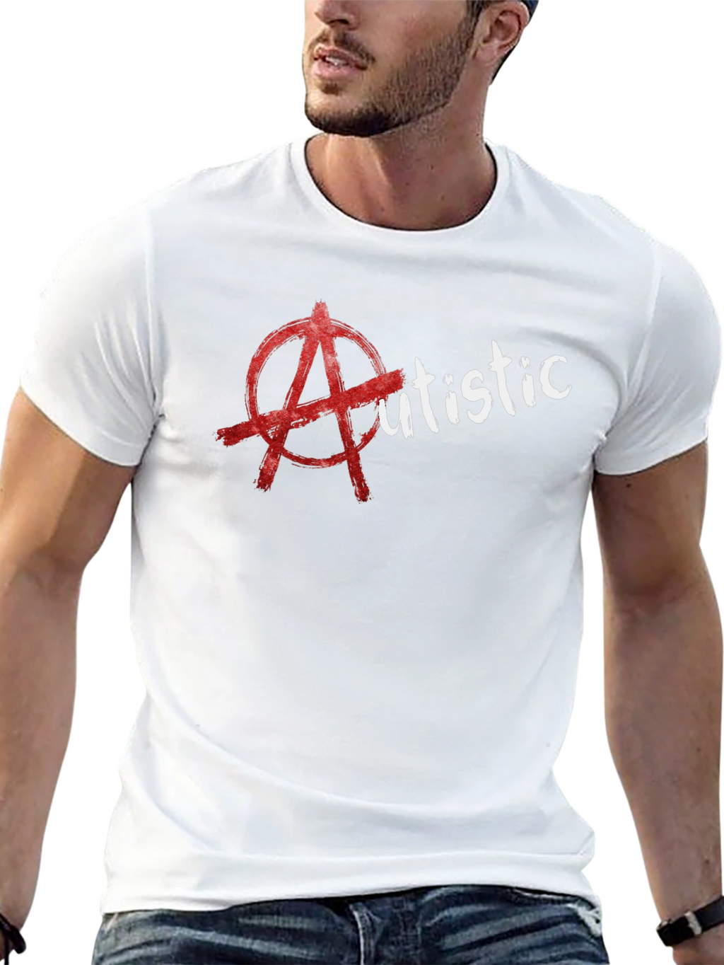 Edgy Autistic Anarchy Symbol Graphic T-Shirt