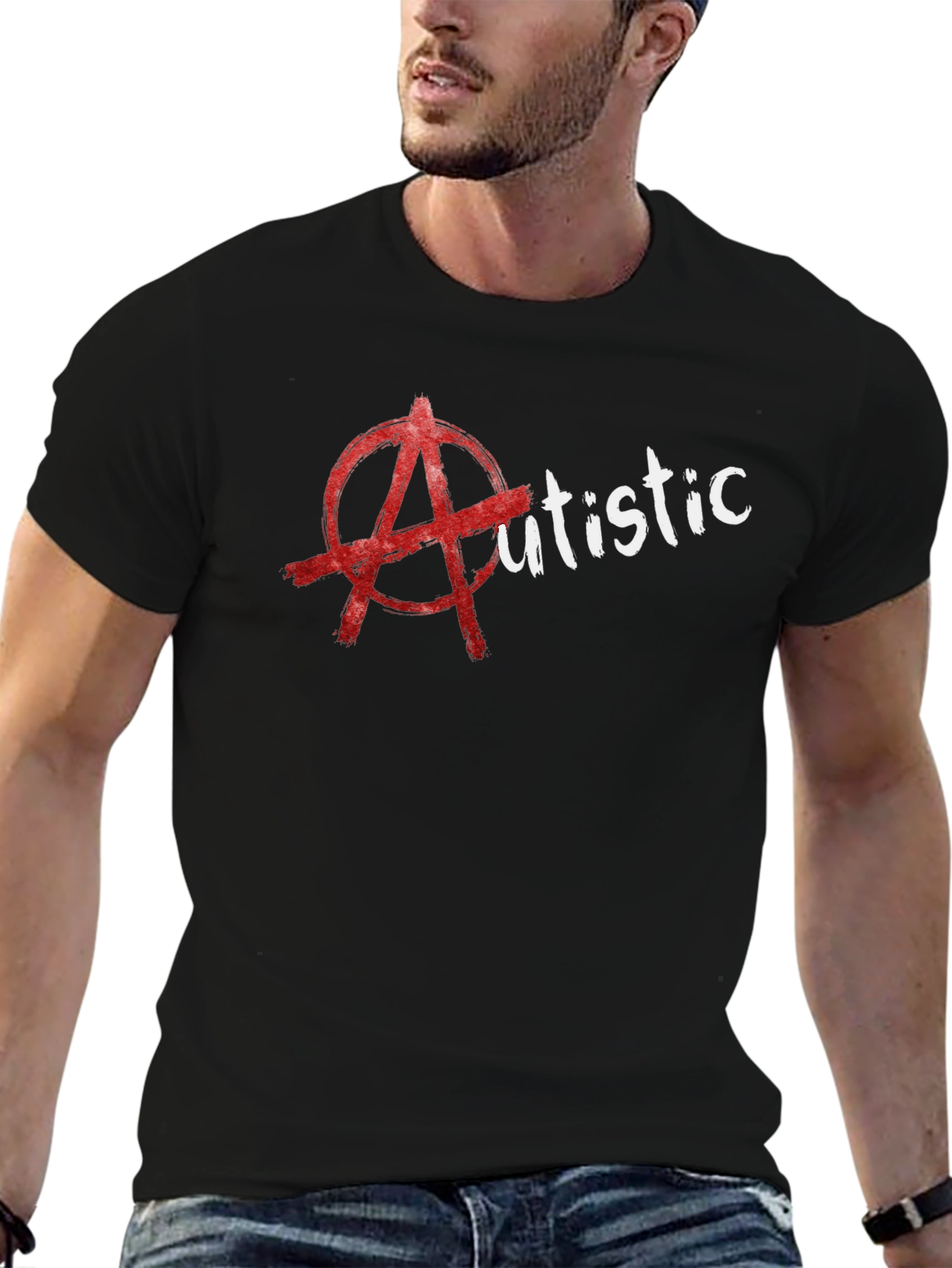 Edgy Autistic Anarchy Symbol Graphic T-Shirt