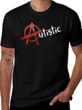 Edgy Autistic Anarchy Symbol Graphic T-Shirt