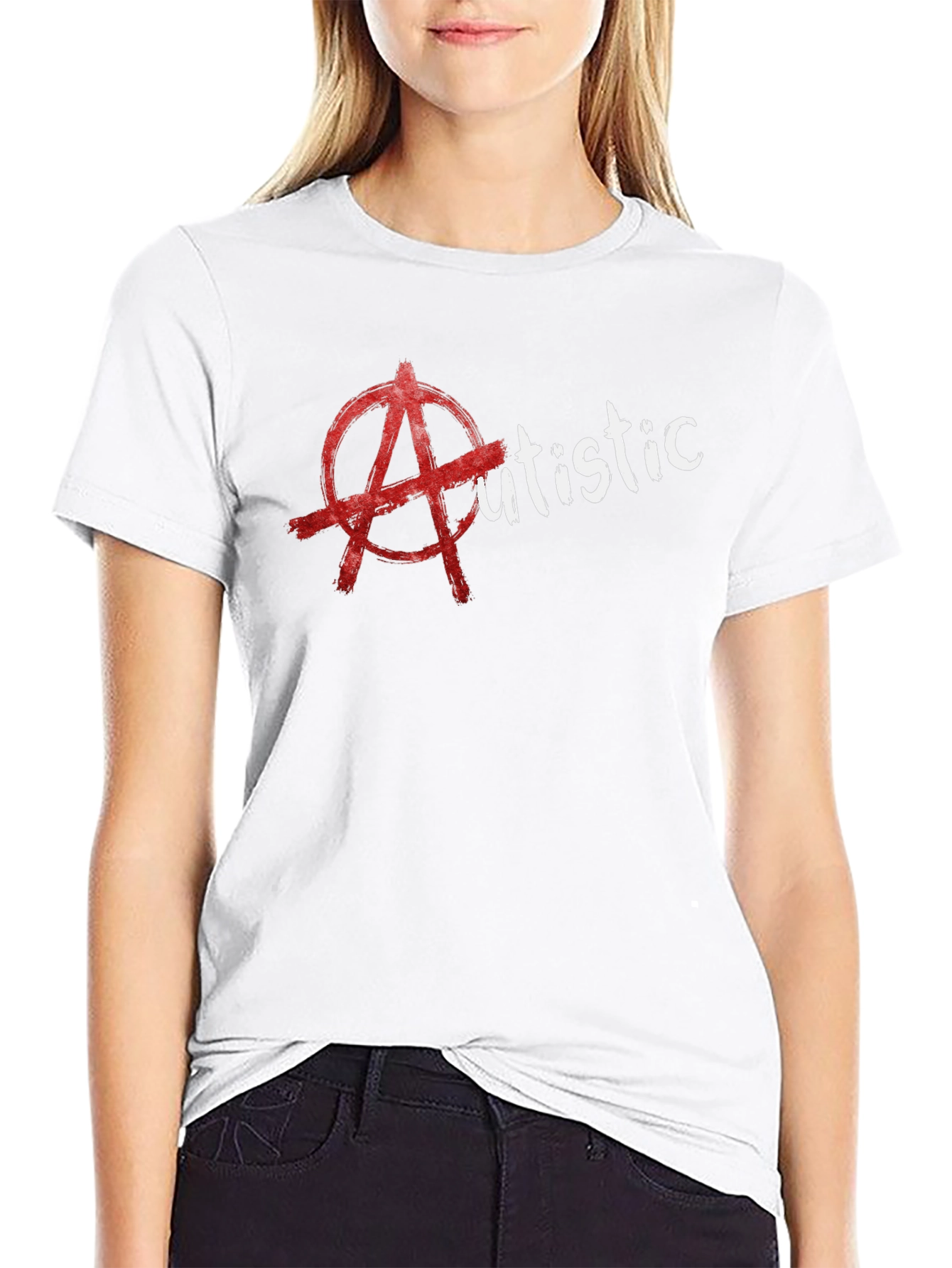 Edgy Autistic Anarchy Symbol Graphic T-Shirt