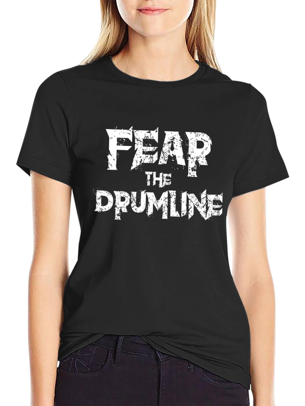 Fear the Drumline Black Cotton Graphic T-Shirt