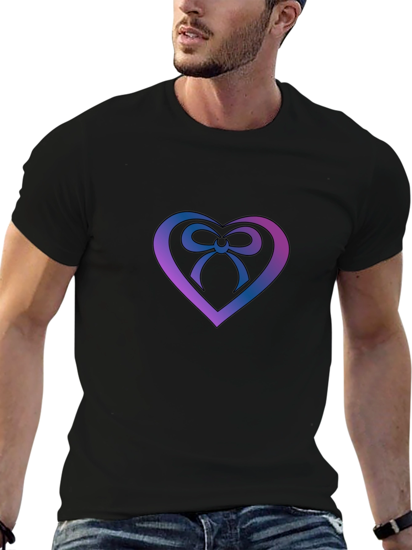 Heart Bow Graphic Tee - Stylish Menswear