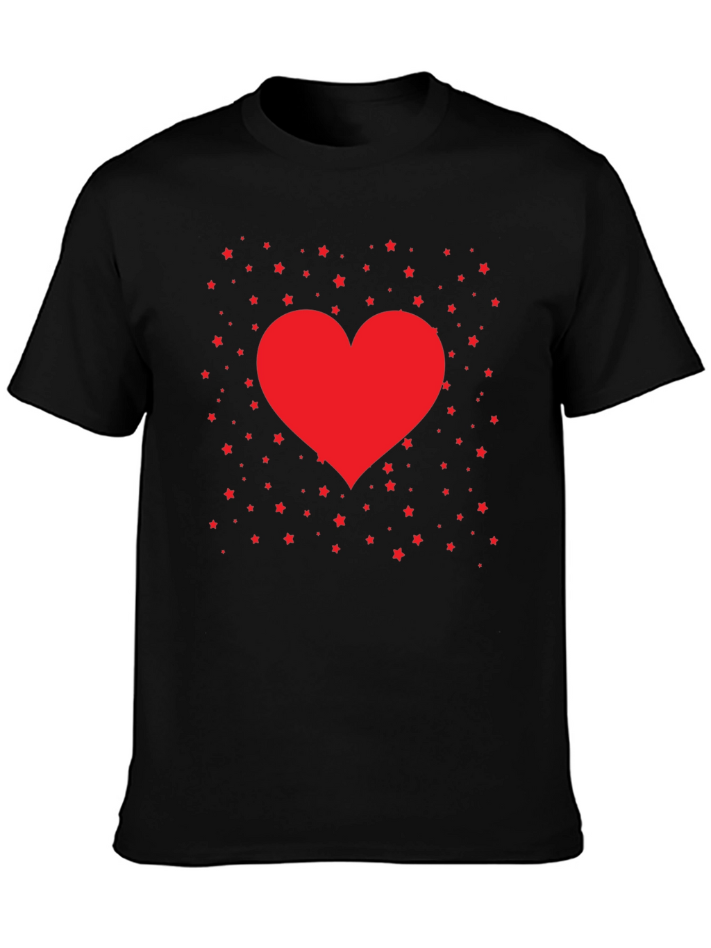 Heart and Stars Graphic Tee - Black Cotton Blend