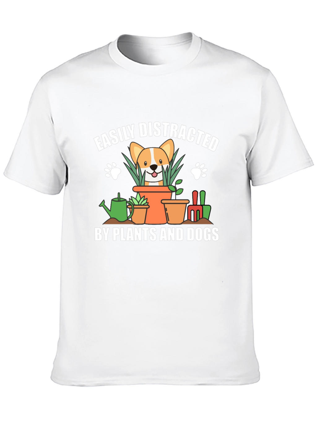 Easily Distracted by Plants and Dogs Black T-Shirt