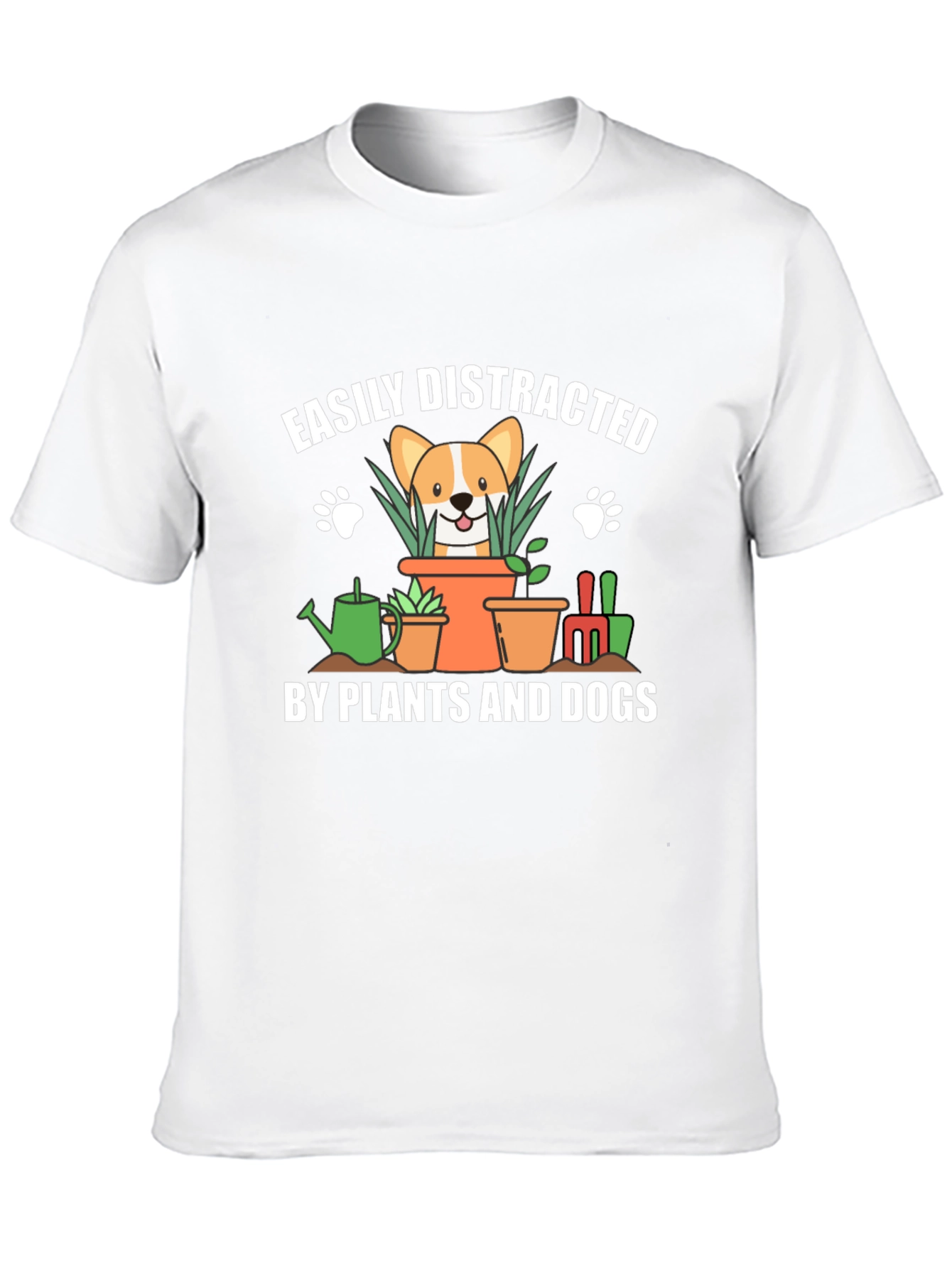 Easily Distracted by Plants and Dogs Black T-Shirt