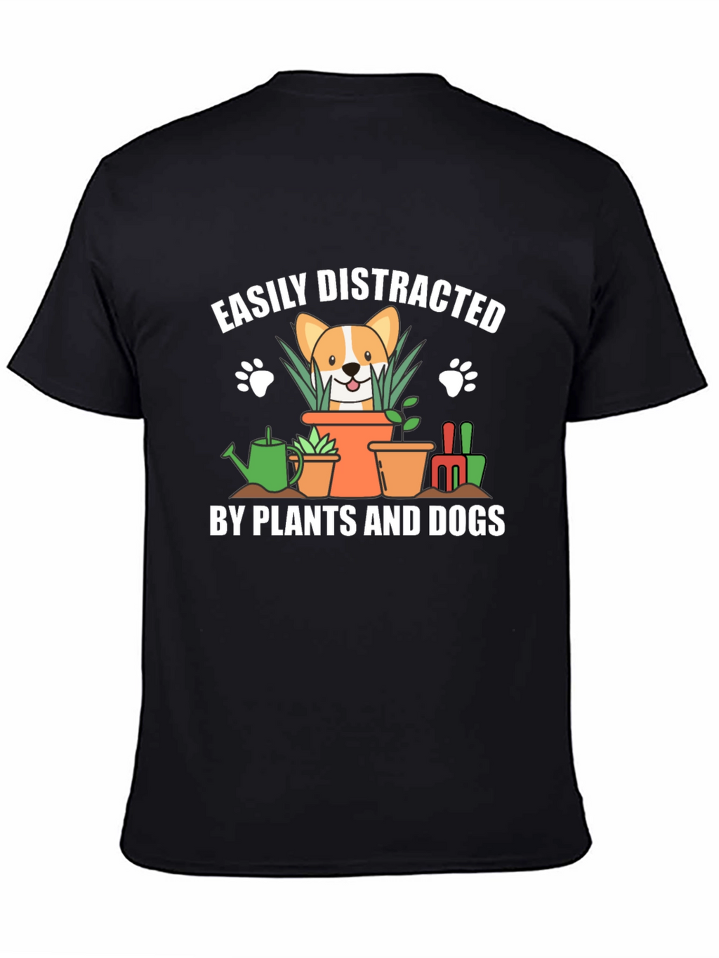 Easily Distracted by Plants and Dogs Black T-Shirt
