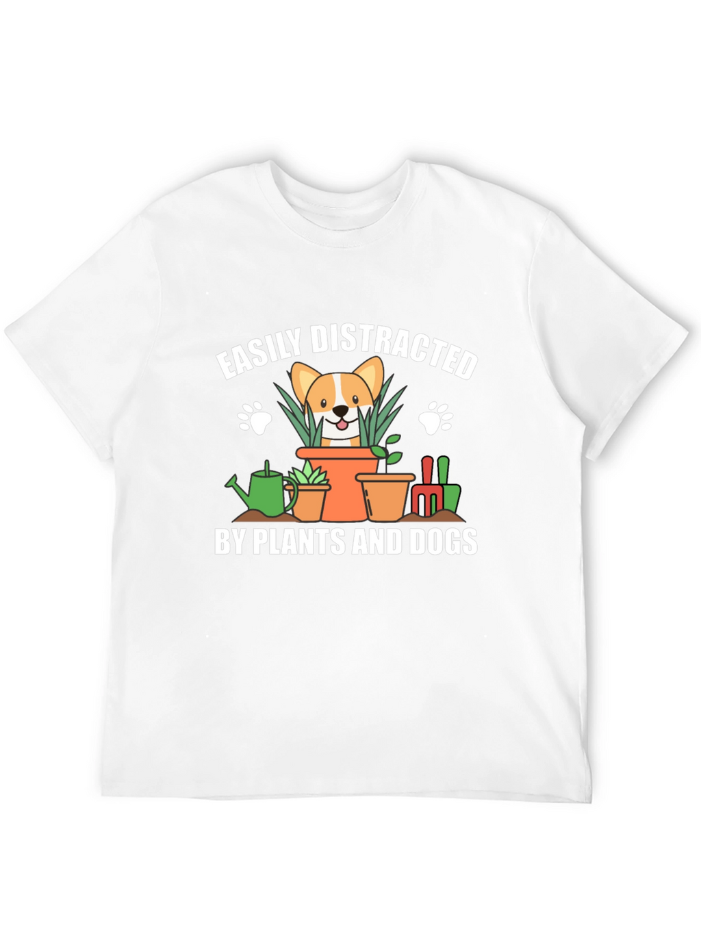 Easily Distracted by Plants and Dogs Black T-Shirt