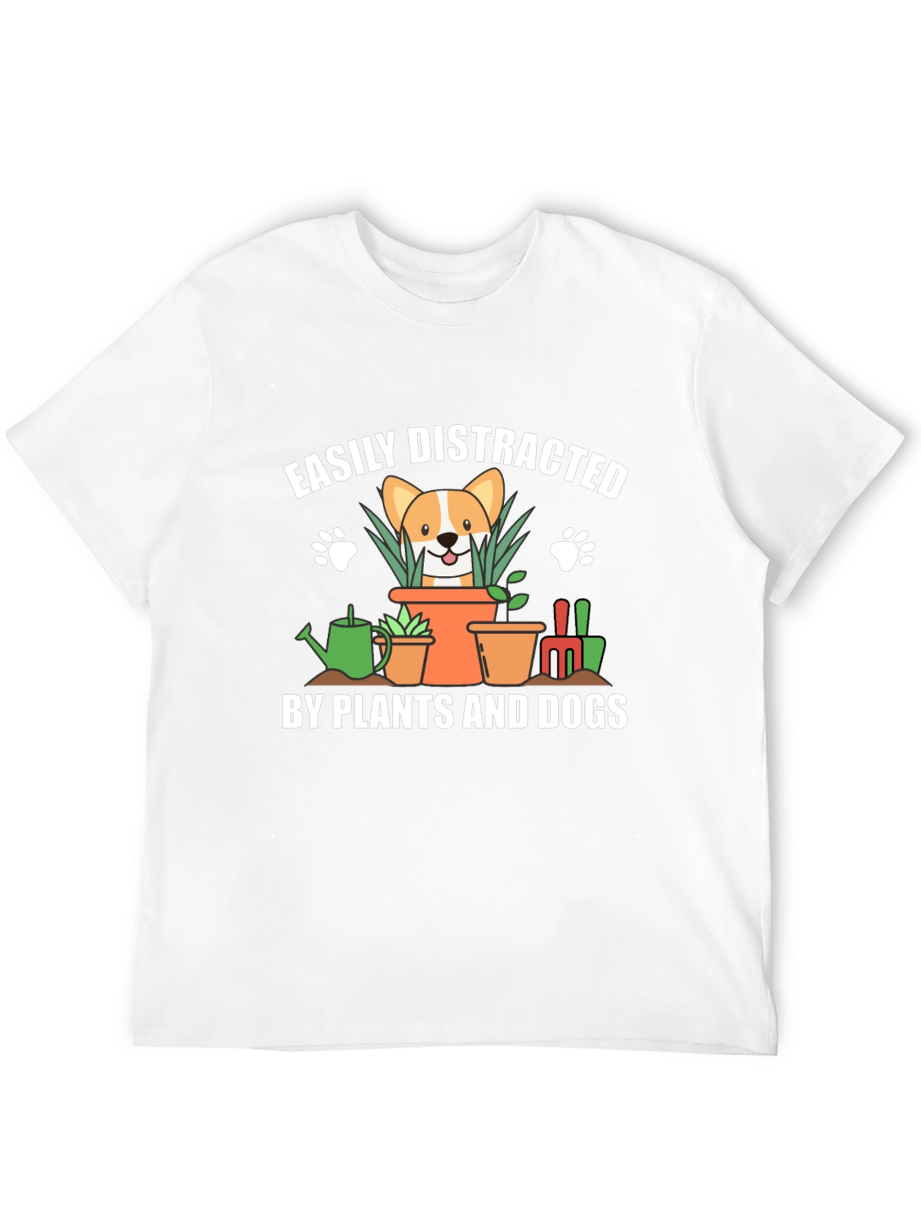 Easily Distracted by Plants and Dogs Black T-Shirt