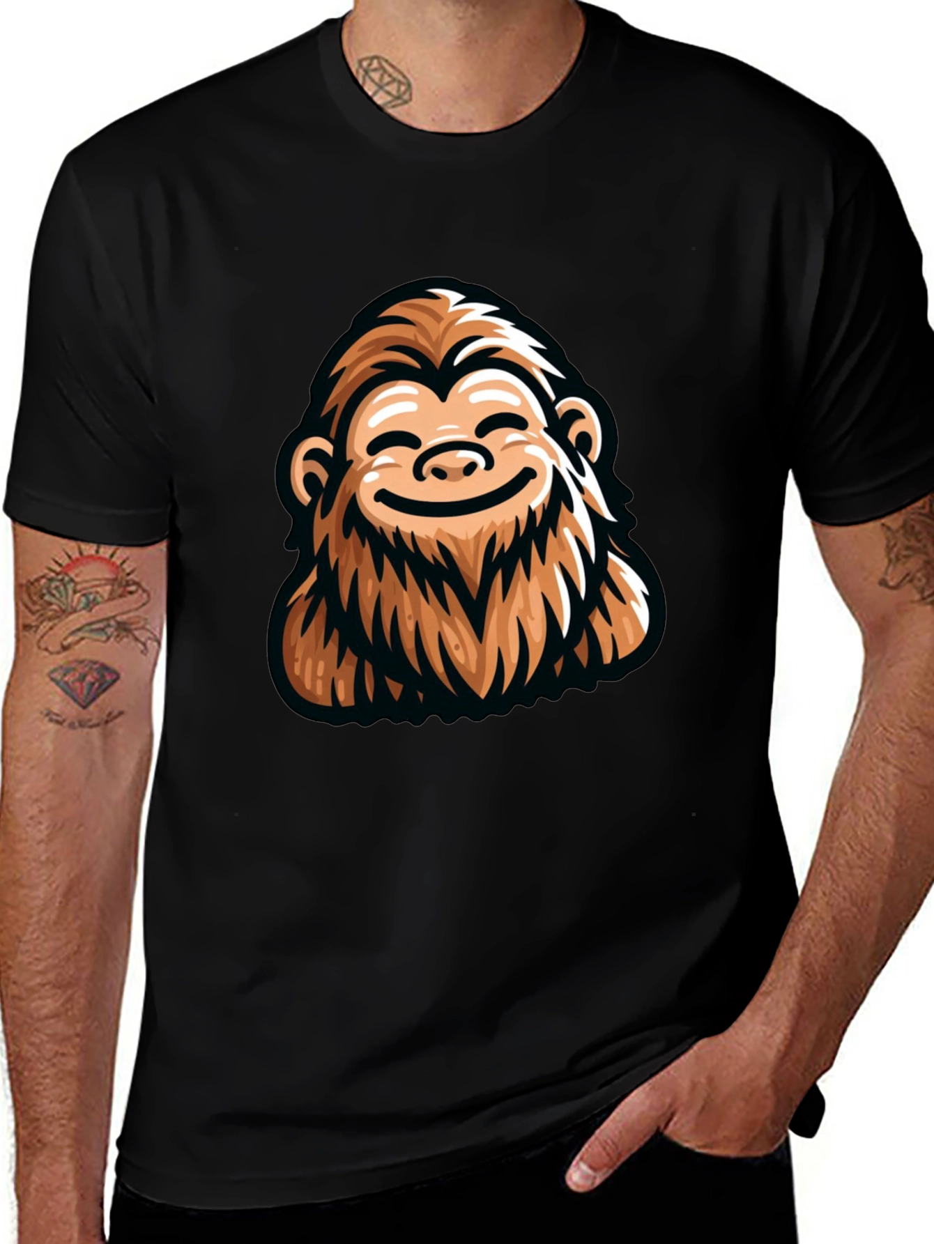 Funny Bigfoot Graphic Tee - Black