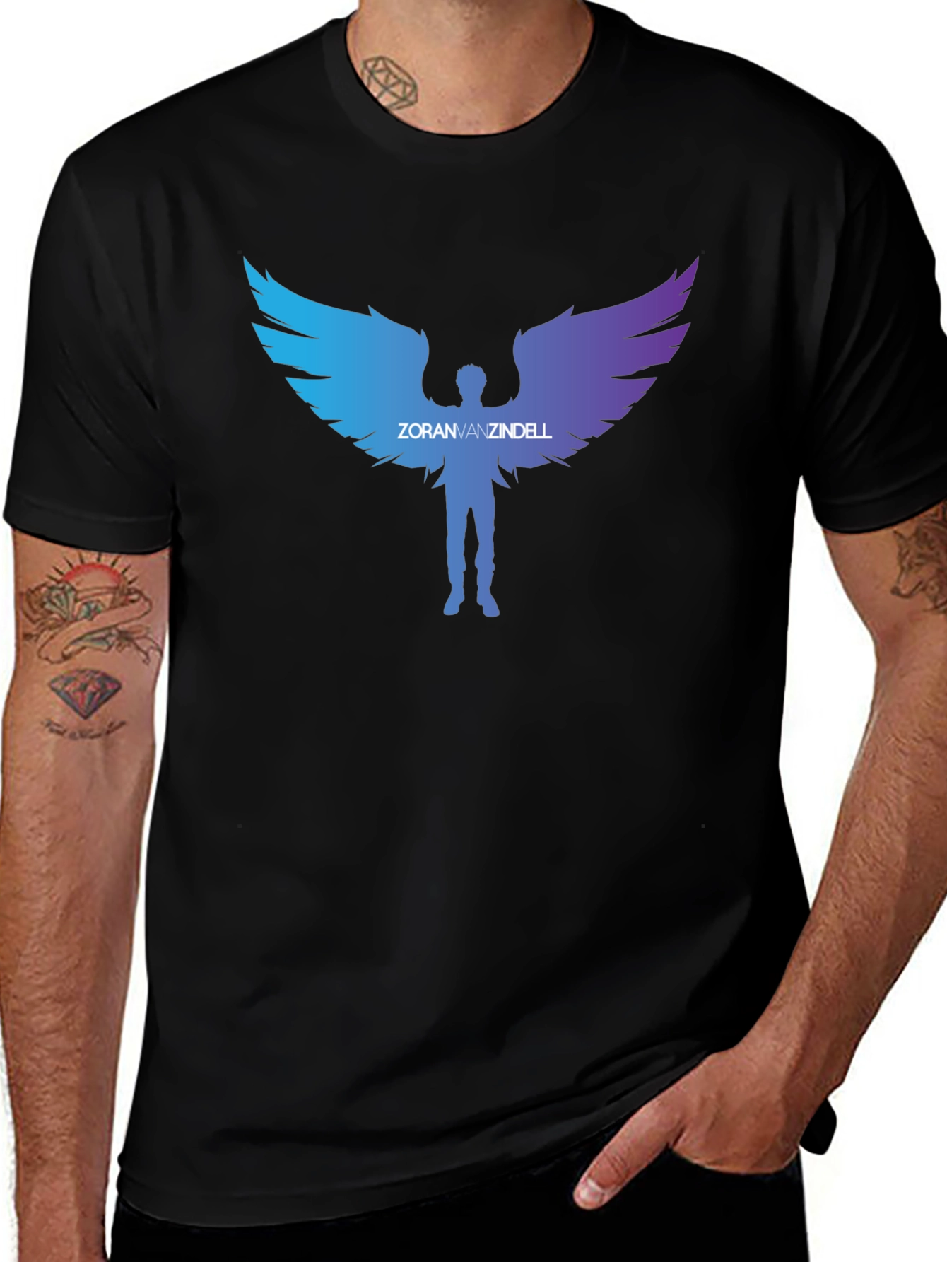 ZoranVanzindell Angel Wings Black T-Shirt