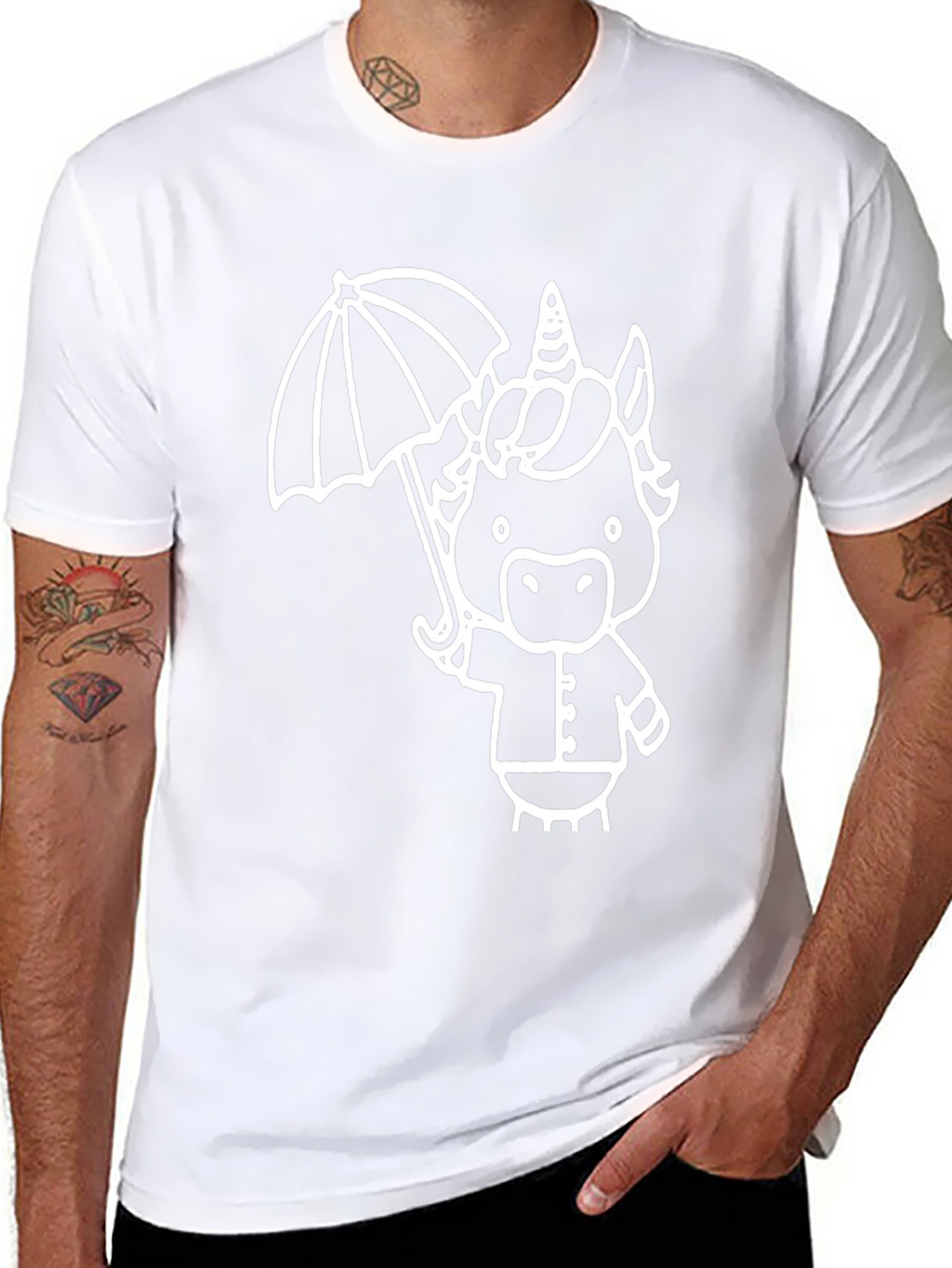 Unicorn Umbrella Graphic Tee - Black