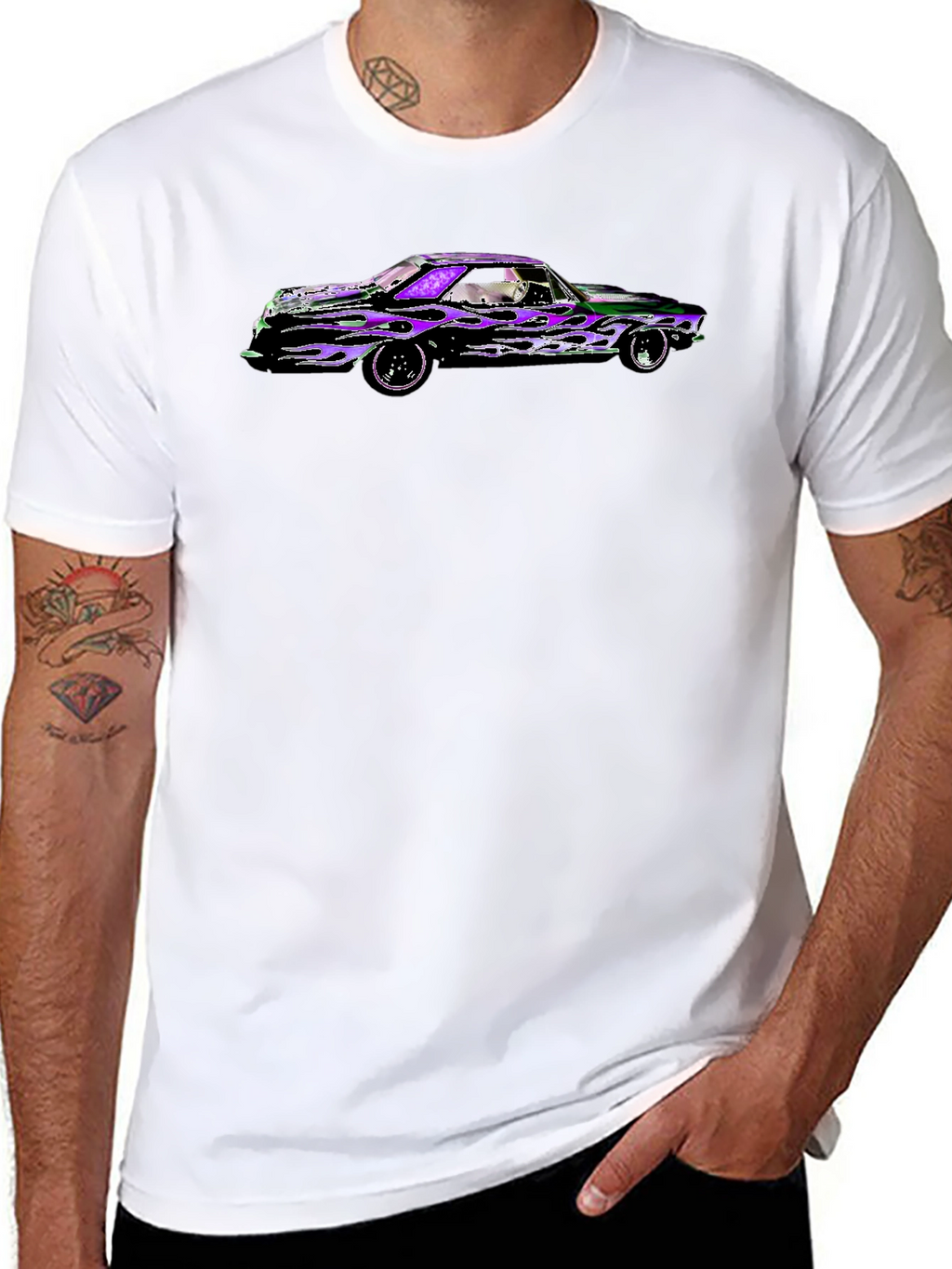 Flame Car Graphic Black T-Shirt