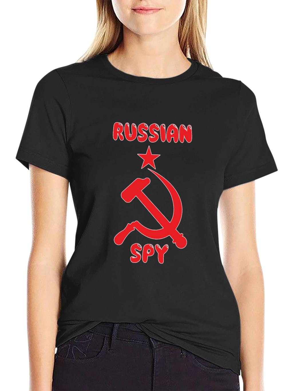 Russian Spy Graphic Tee - Black Cotton T-Shirt