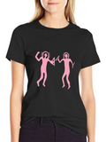 Pink Rock Art Mens Black T-Shirt